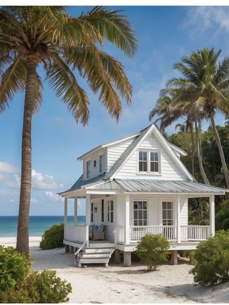 White Beach House Exterior, School House Renovation, Beach Shack Decor, Cottage On The Beach, Modern Beach Cottage, Coastal Bungalow, Small Beach House, House Ideas Interior, Farmhouse Lifestyle