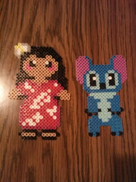 Lilo and Stitch hama perler beads by Bryan Nichols Christmas Perler Beads, Lilo Und Stitch, Hamma Beads Ideas, Easy Perler Beads Ideas, Fuse Bead Patterns, Perler Bead Templates, Diy Perler Bead Crafts, Hama Beads Patterns, Iron Beads