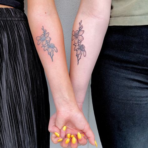 love the orange blossom tattoos Orange Blossom Tattoo Black And White, Orange Tattoo Black And White, Orange Blossom Tattoo, Flower Tat, Gem Tattoo, Bestie Tattoo, Small Pretty Tattoos, Friendship Tattoos, Blossom Tattoo