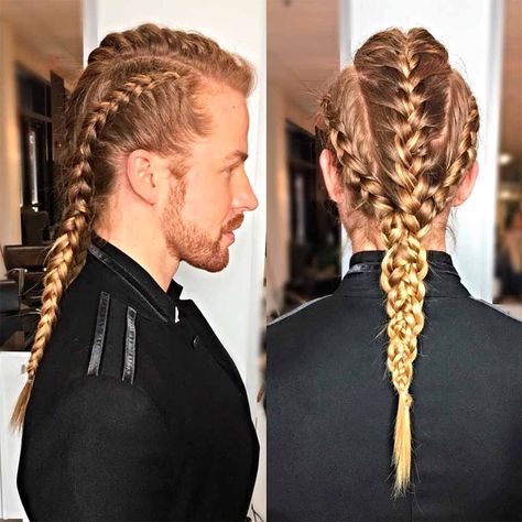 Viking Braids For Rugged Men To Release Your Inner Warrior ★ Norse Braids, Hairstyles Viking, Viking Haircut, Professional Hairstyles For Men, Viking Hairstyles, Hairstyle Braided, Latest Braided Hairstyles, Braid Styles For Men, Trendy We Fryzurach