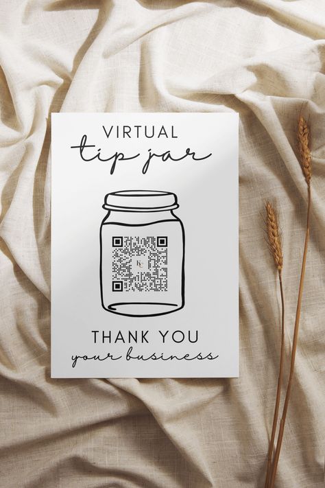 Venmo Sign, Jar Template, Virtual Tip Jar, Vendor Booth Display, Craft Show Booth, Qr Code Sign, Small Business Signs, Tip Jar, Vendor Booth