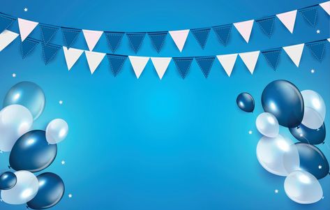 Glossy Happy Birthday Balloons Background Vector Illustration Birthday Tarpaulin Background, Blue Birthday Themes, Bday Background, Balloon Design For Birthday, Birthday Tarpaulin Design, Happy Birthday Illustration, Birthday Background Design, Unicorn Birthday Cards, Happy Birthday Boy