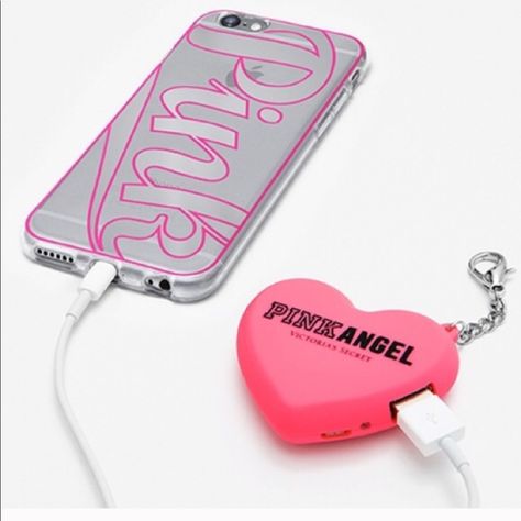 Vs Pink Exclusive Portable Charger! Only Limited Amounts Of These Were Made. Heart Shaped Portable Charger Comes In A Gift Box As Shown Victoria Secret Pink Logo, Sequin Backpack, Pink Angel, Tassel Purse, Pink Beanies, Pink Body, Pink Bling, Black Hot Pink, Girly Accessories