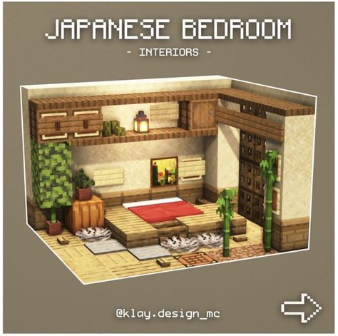 Mc Japanese Interior, Japanese Style Mc House, Minecraft Bedroom Interior Design, Japanese Inspired Minecraft House, Bedroom Interior Minecraft, Interior Design Minecraft Bedroom, Japanese House In Minecraft, Japanese House Interior Minecraft, Minecraft Japanese Bedroom