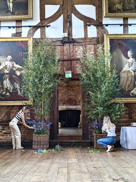 Potted silver birch trees for a wedding at Hatfield House Silver Birch In Pots, Trees For Weddings, Wedding Decor Trees Indoor, Potted Trees Wedding Decor, Potted Trees Wedding, Wedding Ceremony Arch Ideas, Birch Tree Wedding Decor, Trees Wedding Reception, Tree Wedding Decor