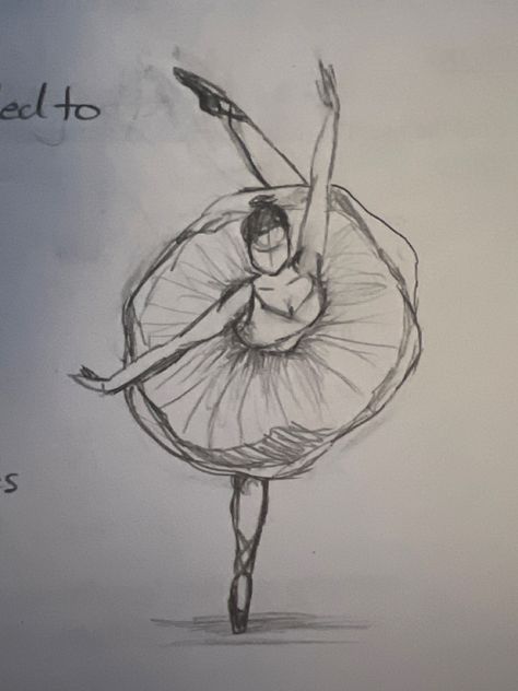 Ballet Sketches Easy, Easy Ballerina Drawing, Ballerina Drawing Poses, Ballerina Sketch, Ballerina Drawing, Draw Ideas, Art Album, Everyday Art, Easy Drawings Sketches