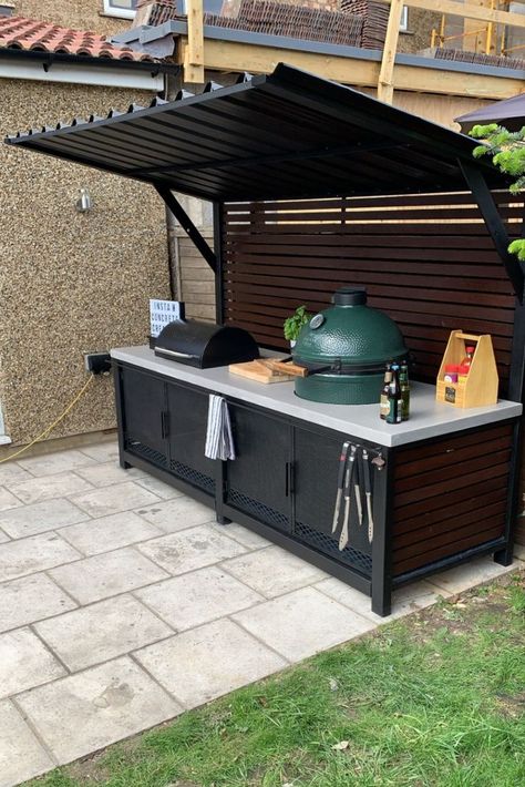 Backyard Bbq Ideas, Outdoor Bbq Area, Outdoor Grill Station, Outdoor Barbeque, Outdoor Kitchen Decor, Outdoor Kitchen Plans, Bbq Ideas, Build Outdoor Kitchen, Outdoor Bbq Kitchen