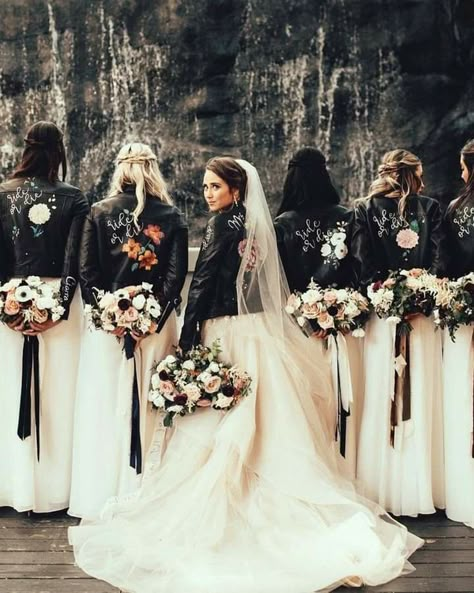 Rocker Wedding, Motorcycle Wedding, Dark Wedding Theme, Biker Wedding, Edgy Wedding, Wedding Brides, Rock Wedding, Goth Wedding, Hand Painted Wedding