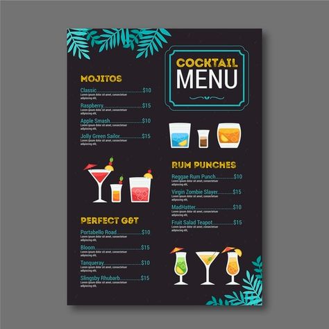 Menu Design Layout, Drink Menu Design, Menu Sans Gluten, Cafe Menu Design, Menu Card Design, Beer Menu, Menu Flyer, Menu Design Template, Restaurant Menu Template