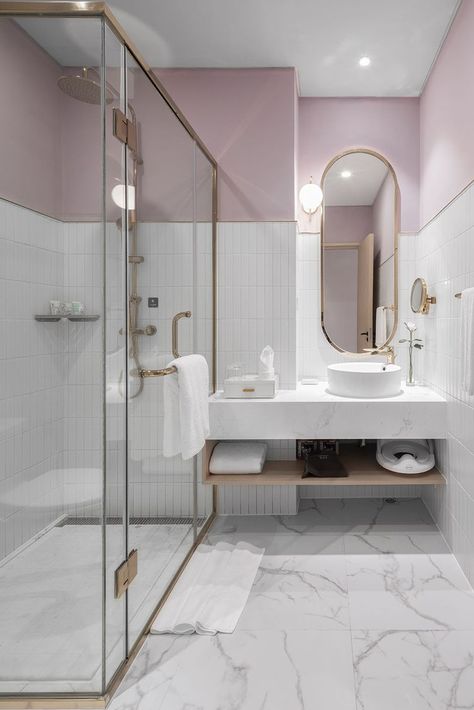 Magic Hotel, Hyzhou, China / X+Living — urdesignmag Spa Interior Design, Pink Bathroom Decor, Spa Interior, Aesthetic Bathroom, Casas The Sims 4, New Century, Bathroom Design Decor, Pink Bathroom, Home Room Design