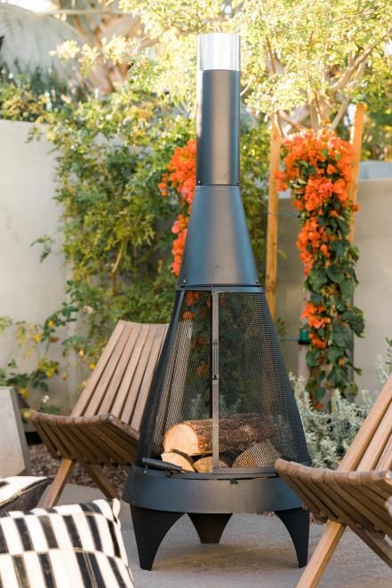 Garden Chiminea Ideas, Chiminea Ideas Outdoor Spaces, Outdoor Patio Design Ideas, Hacienda House, Backyard Vibes, Chiminea Fire Pit, Beach Stairs, Find Your Fire, Backyard Patio Ideas