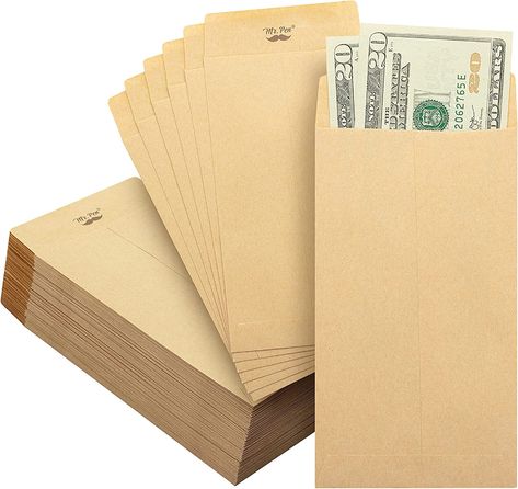 Store New Arrivals Add to Favorite View Feedback Contact KRAFT MONEY SMALL ENVELOPES for Cash 6.5" X 3.5" 100 Pack Description Closure Gummed Number of Items 100 Closure Type Gummed Color Brown Material Paper Material Type Paper Item Weight 10.8 ounces Shape Rectangular Product Dimensions 6.5 x 3.5 x 0.01 inches Size One Size About this item: Secure Closure: Close these kraft cash envelopes securely with just a dab of water – no need for tape or stickers! Ensuring your items are stored safely without the worry of slipping out or damage during transport. High-Quality Craftsmanship: Crafted with high-quality brown kraft paper, Mr. Pen cash envelopes are resistant to wear and tear. Each envelope measures 6.5 x 3.5 inches, providing ample space to store coins, stamps, gift cards, jewelry, trin Money Saving Envelopes, Saving Envelopes, Cash Budgeting, Cash Budget, Small Envelopes, Saving Challenge, Money Envelopes, 20 Dollars, Pocket Money