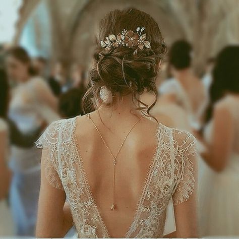 Peach Boho Wedding Dress, Backless Boho Wedding Dress, V Front Wedding Dress, Fairy Wedding Dress Not White, Rustic Vintage Wedding Dresses, Wedding Dress With Dramatic Back, Backless Floral Wedding Dress, Vintage Dreamy Wedding, Whimsical A Line Wedding Dress