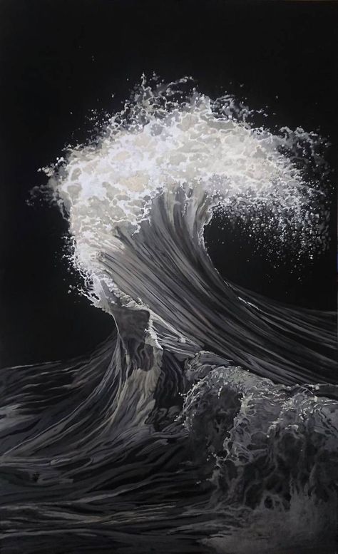 Tsunami Painting, Expressive Painting, Pour Acrylic, Wave Drawing, Modern Expressionism, Black Canvas Art, Black Canvas Paintings, Black Paper Drawing, Tempera Painting