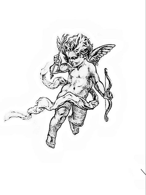 Small Angel Tattoo Men Arm, Cupid Arm Tattoo, Cupid Tattoo Men, Cherub Tattoo Men, Small Angel Tattoo Men, Loverboy Tattoo, Cupid Tattoo Design, Well Tattoo, Small Angel Tattoo