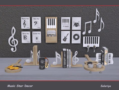 Sims 4 Cc Functional Instruments, Sims Car, Music Themed Rooms, Music Furniture, Shower Music, Music Bedroom, Vinyl Records Wall, Sims Medieval, Christmas City