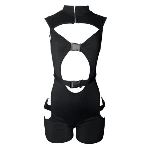 Black Ribbed Zip Up Romper With Cut Out Detail And Thigh, Bust, And Waist Buckle. -Available In Small-Xl -Very Stretch Friendly -Versatile Recommended Sizing Small: 4-8 Medium: 8-10 Large: 12-14 Xl: 14-16 Tags: Techno, Rave, Festival, Goth, Techwear, Grunge, Y2k, 90s, Goth, Alternative, Romper, Bodysuit, Jumpsuit, Darkcore, Fairy, #Techno #Rave Black Rave Fit, Rave Techwear, Black Harness Rave Outfit, Buckle Bodysuit, Rave Moodboard, Goth Techwear, Goth Raver Outfit, Fitted Sleeveless Rave Bodysuit, Pole Outfits