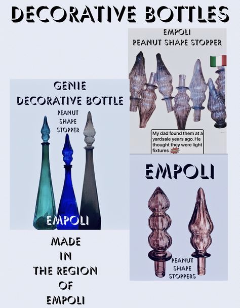 Genie Bottle Drawing, I Dream Of Genie Bottle, Empoli Genie Bottles, Old Glass Bottle Identification, Genie Bottle, Pottery Marks, Yard Sale, Bottles Decoration, Glass