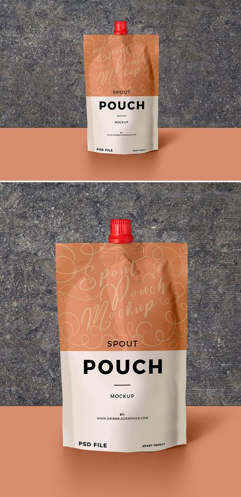 Free-Ketchup-Spout-Pouch-Mockup-PSD-2018-600 Spout Pouch Package Design, Spout Pouch, Food Pouch, Pouch Packaging, Bag Mockup, Box Mockup, Pattern Texture, Packing Design, Beverage Packaging