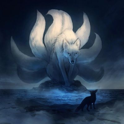 Kitsune | What Mythical Creature Protects You? - Quiz Mythical Creatures Fantasy, Art Fox, Mystical Animals, Dark Creatures, Fantasy Wolf, Nine Tailed Fox, Naruto Gaara, Fantasy Worlds, Mythical Beast