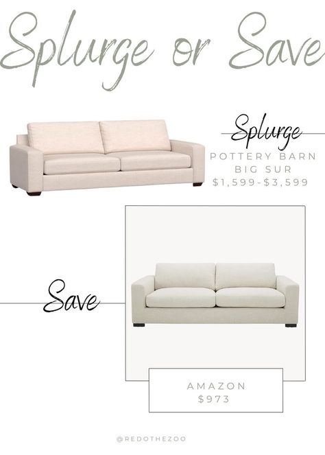 Pottery Barn Big Sur Sofa | Upholstered Sofa Studio Mcgee Furniture, Mcgee Furniture, Amazon Sofa, Pottery Barn Sofa, Restoration Hardware Furniture, Pottery Barn Furniture, Amazon Furniture, Arhaus Furniture, High End Furniture