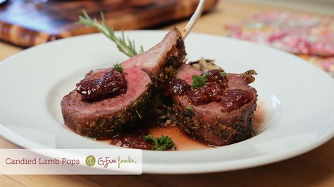 Candied Lamb Pops with Fig-Port Reduction - G-Free Foodie Fig Sauce For Lamb, Fig Reduction Sauce, Fig Sauce Recipes, Lamb Pops Recipes, Port Reduction Sauce, Lamb Pops, Fig Recipes Fresh, Fig Sauce, Lamb Lollipops