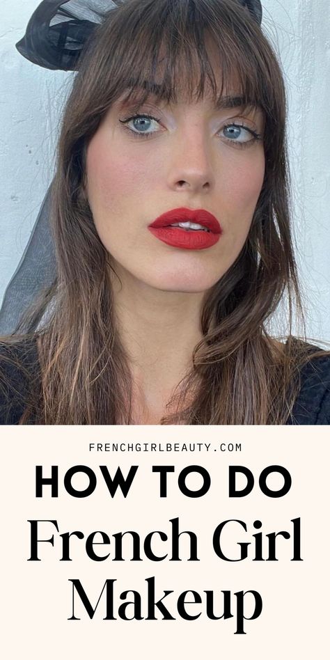 This guide teaches you how to achieve a classic, natural French girl makeup look with easy-to-follow steps, focusing on minimalist and elegant styles for a perfect everyday look. Classic French Makeup Look, French Looks For Women, French Makeup Routine, French Makeup Over 40, French Woman Makeup, Natural French Makeup, French Girl Aesthetic Makeup, French Wedding Makeup, French Eye Makeup