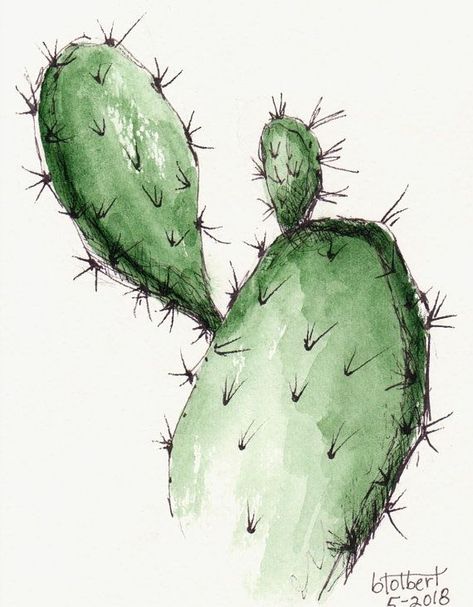 Flower Tower, Watercolor Art Paintings, Original Watercolor Art, Watercolor Cactus, Watercolor Plants, Feather Art, Cactus Plant, Plant Painting, Plant Drawing