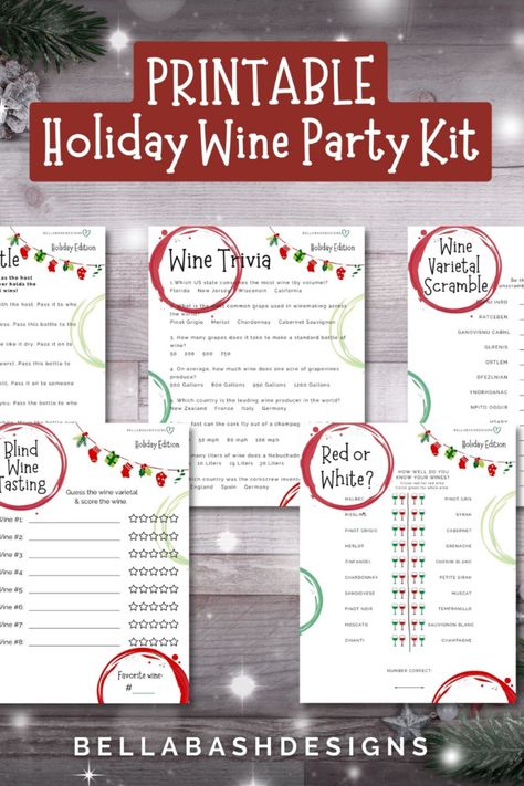 Christmas Wine And Cheese Party, Holiday Wine Tasting Party, At Home Wine Tasting Party, Bring Your Favorite Wine Party, Blind Wine Tasting Party Printables, Holiday Wine Party, Wine Exchange, Wine Tasting Event Invitation, Easy Holiday Party