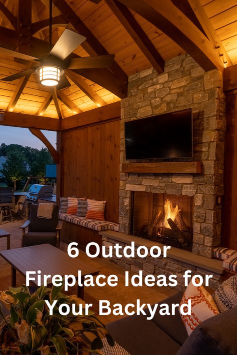 Outdoor Fireplace Wood Mantle, Outdoor Fireplace Wall Ideas, Chimnea Outdoor Fireplace, Outdoor Covered Porch With Fireplace, Outdoor Fireplace With Grill, Outdoor Fireplace Patio Covered, Outdoor Brick Fireplace Ideas, Outdoor Fireplace Wall, Chimnea Outdoor