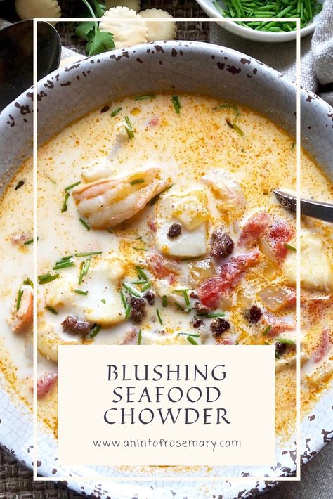 Seafood Soup Recipes, Creamy Seafood, Spanish Chorizo, Chowder Recipes Seafood, Soups And Chowders, Shrimp Scallops, Seafood Chowder, Seafood Stew, Fish Soup