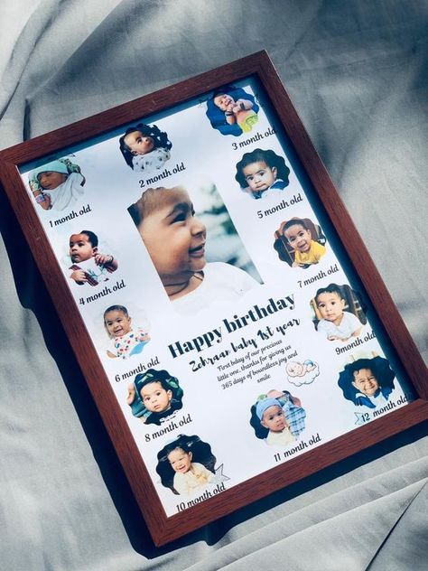 Baby frame Baby 12 Month Frame Template, Baby 12 Year Frame Template, Photo Collage Frame Ideas For Birthday, Birthday Photo Frame Models, Birthday Frames Design For Pictures, Baby 12 Year Frame, 1 Year Baby Gift Ideas, Newborn Frame Ideas, Baby Collage Ideas