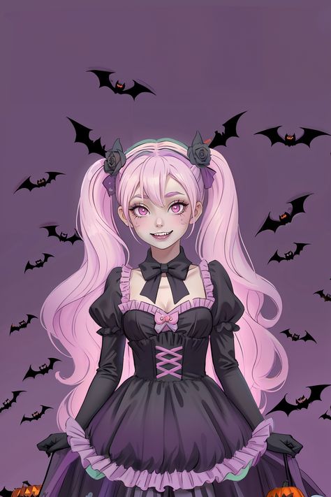 collection of delightful pastel Halloween digital art! Pastel Vampire Aesthetic, Pastel Vampire, Cute Witches, Pastel Witch, Cute Vampire, Lovely Anime, Halloween Digital Art, Oc Aesthetic, Pink Goth