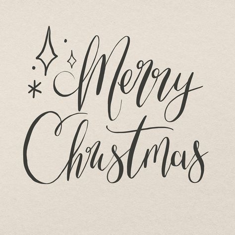 Minimal Merry Christmas typography sticker psd, hand drawn ink lettering | free image by rawpixel.com / Aum