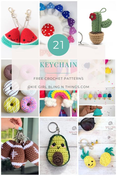 Want somethine super quick that doesn't use very much yarn to crochet? Then why not crochet a keychain! This pattern round up is filled with 21 crochet keychain ideas that I'm sure you will love. Crochet Keychain Patterns, Crochet Keyring Free Pattern, Practical Crochet, Keychain Patterns, Crochet Keychains, Crochet Ornament Patterns, Cozy Crochet Patterns, Quick Crochet Patterns, Crochet Keychain Pattern