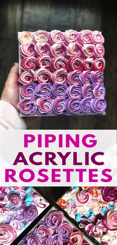 Piping Acrylic Paint Flowers, Piping Acrylic Paint, How To Impasto Paint Acrylics, Paint Piping Art, How To Make Thick Acrylic Paint, Thick Acrylic Painting On Canvas, Thick Acrylic Painting, Polaroid Painting, Trunk Makeover