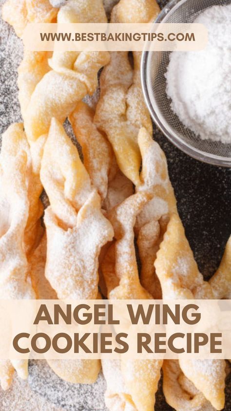 Chrusciki Recipe, Angel Wing Cookies, Angel Cookies, Polish Desserts, Italian Christmas Cookies, Christmas Shortbread, Cinnamon Roll Cookies, Hungarian Recipes, Holiday Cookie Recipes