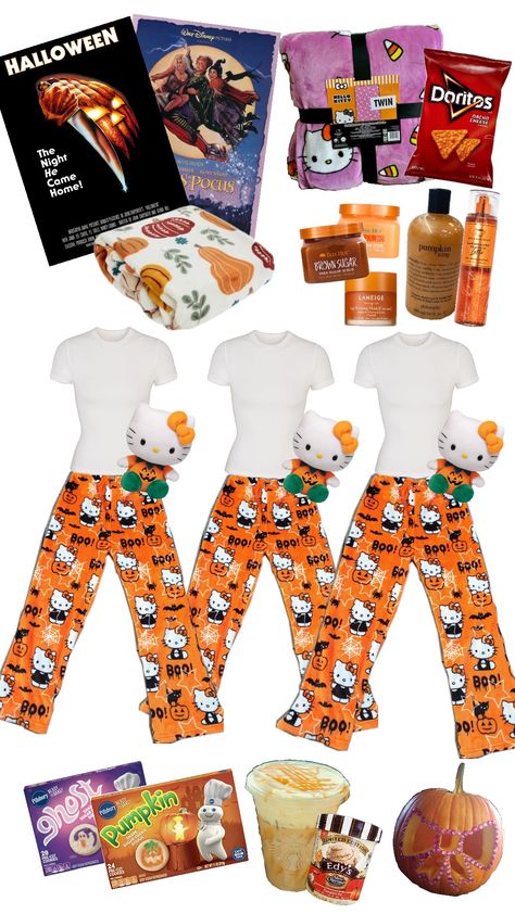 #sleepover #fall #halloween Fun Fall Sleepover Ideas, Preppy Halloween Sleepover, Matching Halloween Pajamas Friends, Halloween Birthday Sleepover Ideas, Halloween Party Sleepover Ideas, Sleepover Ideas Halloween, Autumn Sleepover Ideas, Matching Pjs Halloween, Halloween Themed Sleepover