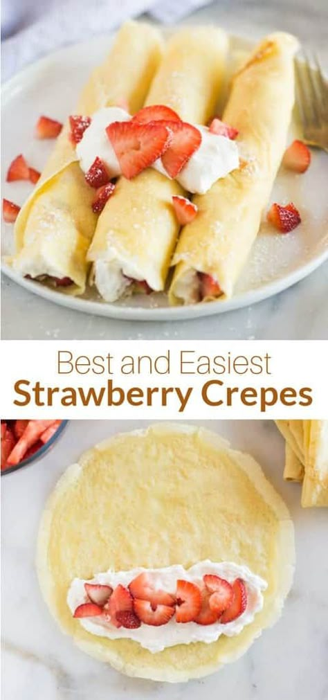 Strawberry Crepe Filling, Cream Cheese Crepe Filling, Strawberry Crepes Recipe, Crepes Recipe Breakfast, Blintzes Recipe, Fruit Crepes, Strawberry Cream Cheese Filling, Sweet Crepes Recipe, Homemade Crepes