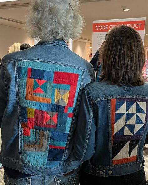 Quilt Jean Jacket, Quilted Jean Jacket, Quilted Jacket Pattern, Upcycled Jackets, Quilted Coats, Upcycled Denim Jacket, Quilted Clothing, Diy Denim Jacket, Denim Crafts Diy