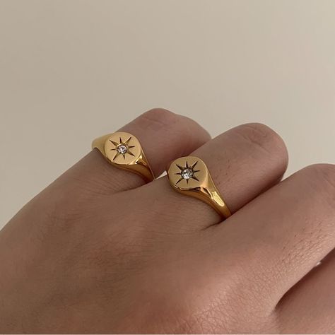 North Star signet ring, gold signet ring, gold stacking ring, gold ring Heart Signet Ring, Signet Ring Gold, Ring Stack, Gold Signet Ring, Gold Ring Stack, Stacked Jewelry, North Star, Stacking Ring, Gold Heart