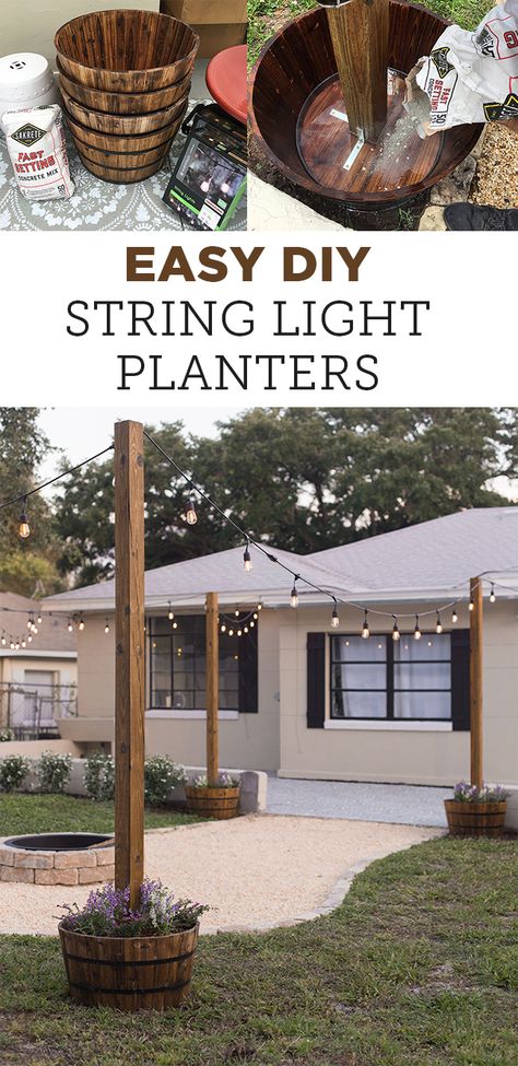 DIY String Light Planters - Jenna Sue Design Blog String Light Planters, Light Planters, Diy Patio Ideas, Boho Deck, Design Per Patio, Wedding Outside, Diy String Lights, Jenna Sue, For Wedding