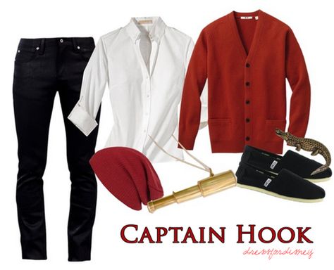 Captain Hook Captain Hook Disneybound Men, Captain Hook Halloween Costume, Caption Hook, Captain Hook Costume, Mickey Halloween Party, Mickey Halloween, Disney Bounding, Disney Inspired Outfits, Mens Halloween Costumes