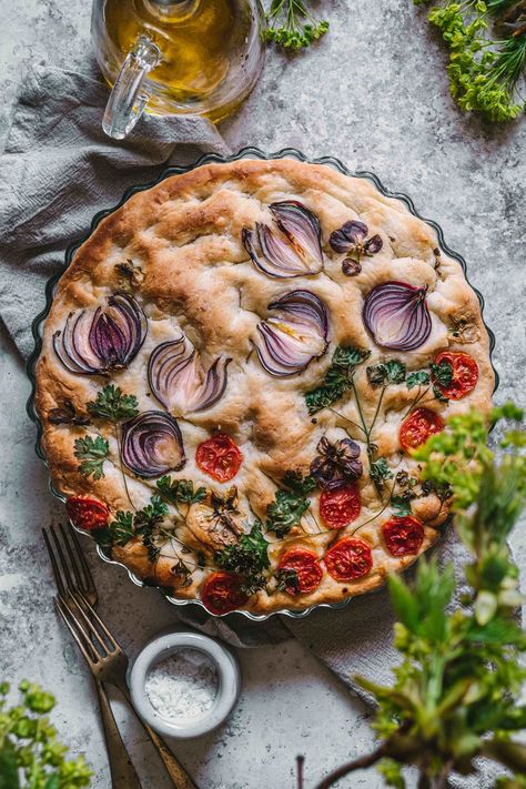 Hello Spring Focaccia Edible Flower Focaccia, Spring Focaccia, Pumpkin Cauliflower, Dyed Deviled Eggs, Hokkaido Pumpkin, Focaccia Recipe, Bread Art, Cauliflower Soup, Different Vegetables