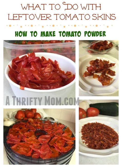 What To Do With Leftover Tomato Skins & How To Make Tomato Powder Dehydrated Tomato Skins, Dehydrating Tomato Skins, Making Tomato Powder, Tomato Skin Recipes, Dehydrating Tomatoes, Tomato Skins, Fresh Pasta Sauce, Tomato Powder, Edible Recipes