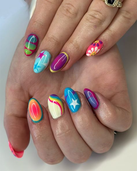 I imagine Rainbow Brite would approve of this set…🌈✨⭐️ #nails #nailart #nailartist #maryland #marylandnails #marylandnailtech #marylandnailartist Trolls Inspired Nails, Rainbow Brite Nail Art, Poppy Costume, Set Nails, Inspired Nails, Rainbow Brite, Nails Nailart, Nail Artist, Nail Tech