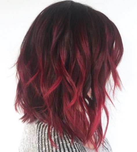 burgundy balayage on dark hair Burgundy Balayage, Black Cherry Hair, Balayage Short Hair, Red Balayage Hair, Balayage Short, Red Balayage, Short Red Hair, Short Dark Hair, New Hair Trends