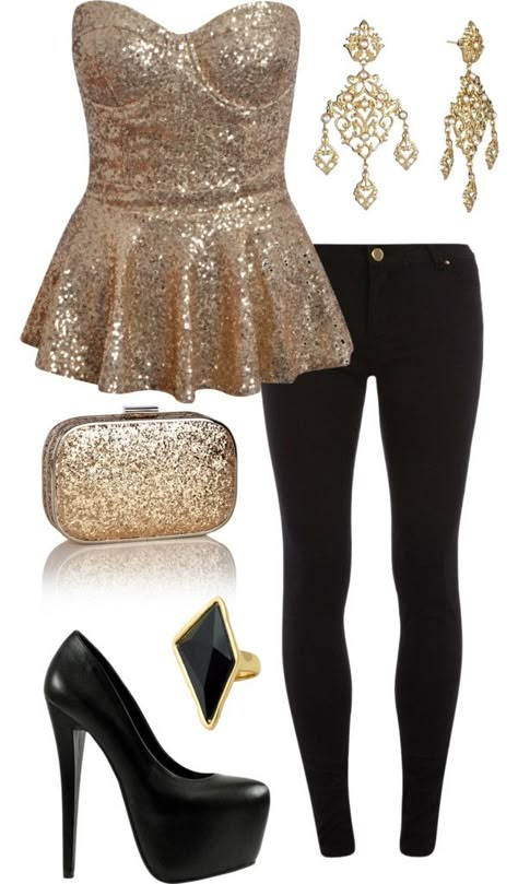 Don't know if I can pull it off, but I like the idea of this outfit. "Beyonce Bling" by laurenngurd on Polyvore Rose Gold Clothes, Birthday Outfit For Women, Gold Outfit, Nye Outfits, Pastel Outfit, New Years Outfit, Eve Outfit, New Years Eve Outfits, Outfit Trends