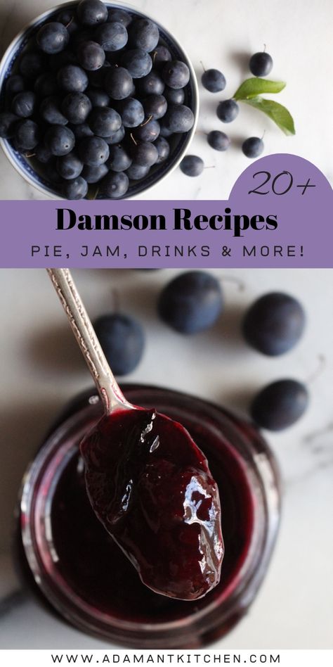 Damson Plum Jam Recipe, Damson Recipes Uk, Damson Plum Recipes, Damson Recipes, Damson Jam, Plum Dessert, Plum Varieties, Plum Jam Recipes, Damson Plum