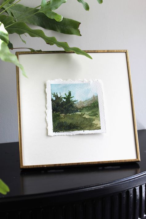 Frame Small Art, Framing Watercolor Art, Watercolor Art Framed, Framed Watercolor Painting, Framing Watercolor Paintings, Frame Inspiration, Picture Wall Living Room, Deckled Edge Paper, Art Framing